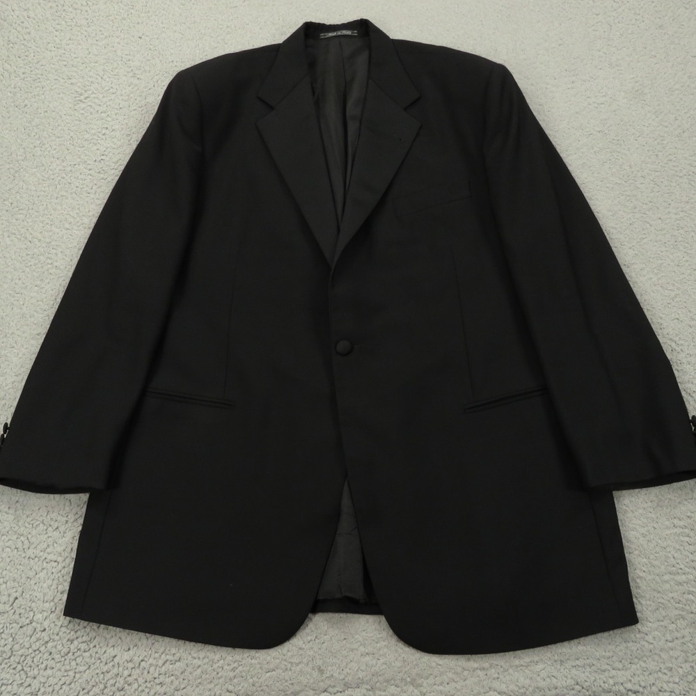 Lubiam Blazer 1911 46L Super 100s Virgin Wool Tuxedo Jacket Black Italy